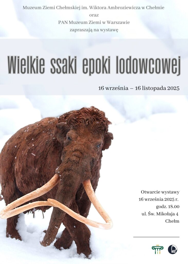 Zaproszenie na wernisaż wystawy Wielkie ssaki epoki lodowcowej.